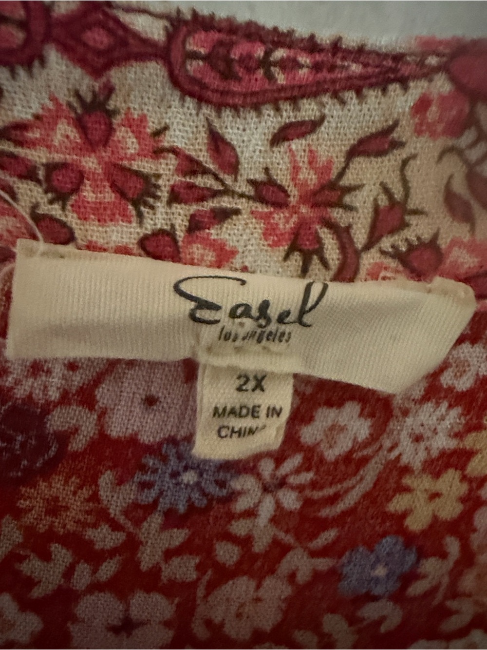 Easel boho, mixed floral patchwork,baby doll tunic dress top Cottagecore 2X - Picture 6 of 6